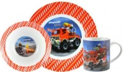 Kindergeschirrset PLAYMOBIL® Feuerwehr, 3-tlg., Porzellan