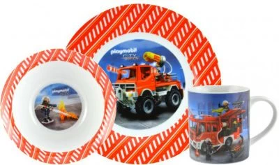Kindergeschirrset PLAYMOBIL® Feuerwehr, 3-tlg., Porzellan 3 Kindergeschirrset PLAYMOBIL® Feuerwehr, 3-tlg., Porzellan