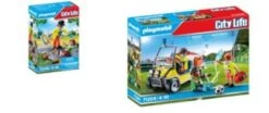 PLAYMOBIL® 2er Set: 71245 Sanitäter Mit Patient Fahrradunfall + 71204 Rettungscaddy
