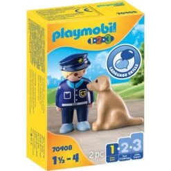 PLAYMOBIL 70408 1.2.3 Polizist Mit Hund, Konstruktionsspielzeug